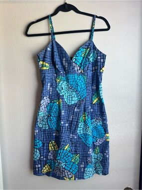 Lilly Pulitzer Blue Mosaic Floral Mini Dress